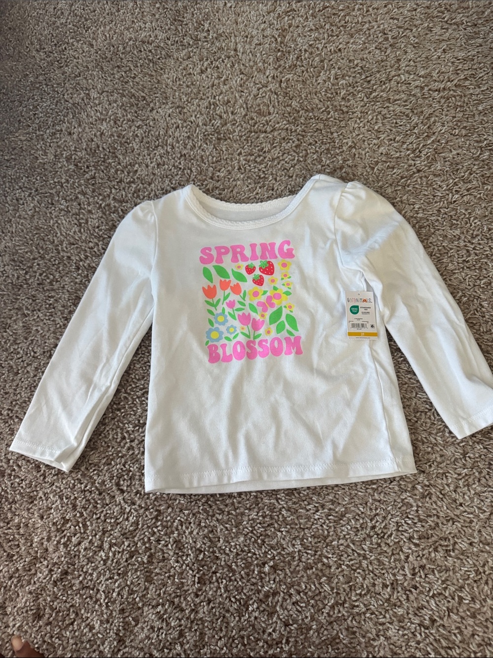 Garanimals White Long-Sleeve 'Spring Blossom' Tee with Pink Graphic